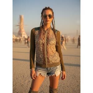 French Sequin Lace Knit Jacket | Mixed Media | Mohair Blend | Artisan Style